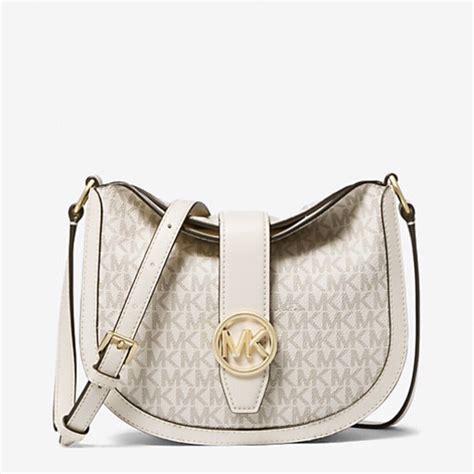 Michael Kors Gabby Small Logo Hobo Crossbody Bag (Lt Cream .